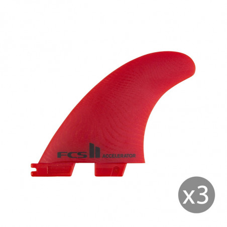 Dérives surf FCS II Accelerator Neo Glass large Rouge set de 3 THRUSTER