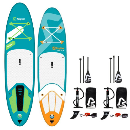 PACK 2 PADDLE GONFLABLE AIRGLISS SUN 10.6 + MOON 11.0