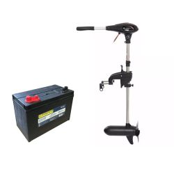 Pack moteur électrique hors-bord 65 LBS 12V + Batterie décharge lent DUAL 110 Ah