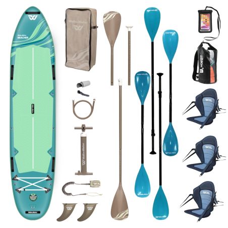 Pack Beacher + 3 Dosserets + 2 pagaie dualtech + Sac étanche + pochette portable