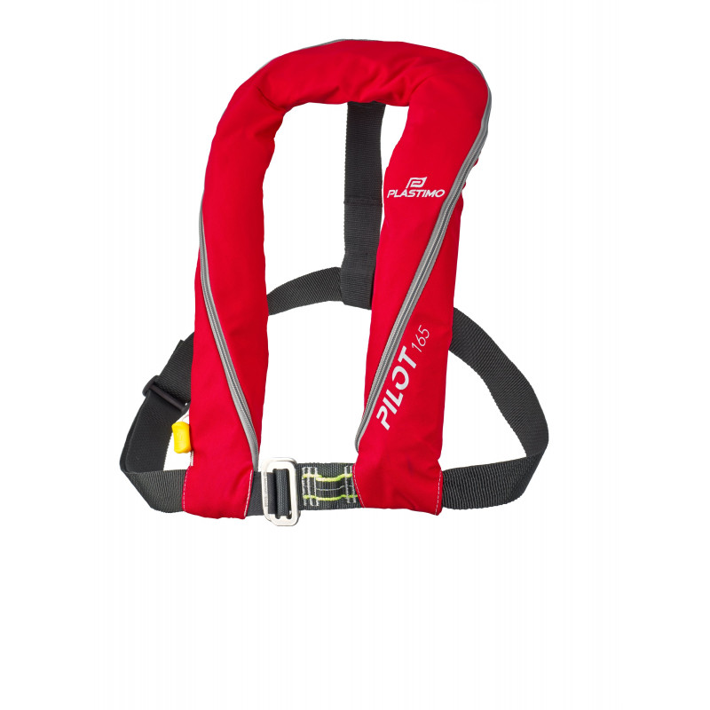 GILET DE SAUVETAGE GONFLABLE PLASTIMO AUTOMATIQUE PILOT 165 AVEC HARNAIS  ROUGE pas cher en vente sur stock | Nautigames.com