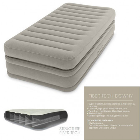 LIT GONFLABLE ELECTRIQUE INTEX TWIN COMFORT ELEVATED AIRBED 1 PLACE 