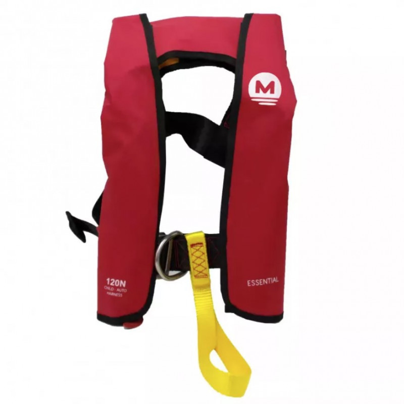 Gilet de sauvetage gonflable enfant automatique 120N avec harnais essential  rouge | équipement sécurité pour bateau
