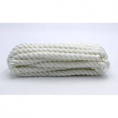 PACK AMARRAGE POLYESTER 3 TORONS BLANC 10mm x 6m